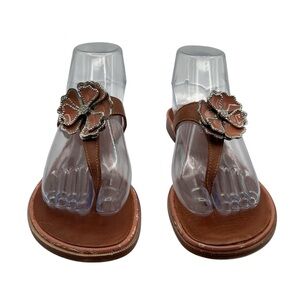 Colin Stuart Brown leather Floral Embellished Sandals‎ size 7 Y2K